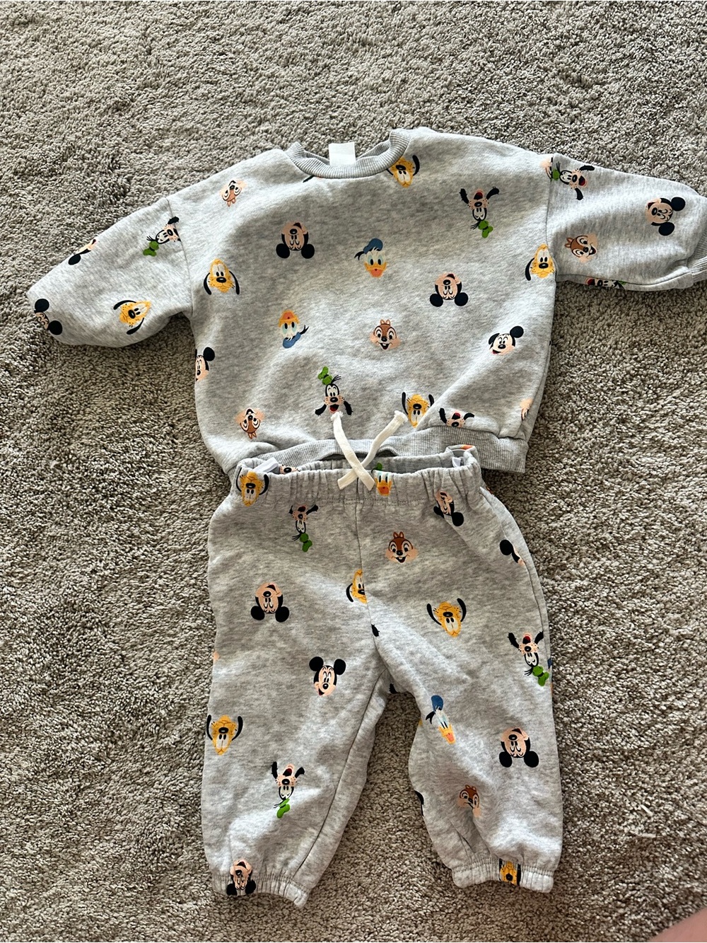 H&M Disney Mickey & Friends Baby Grey Sweatshirt & Jogger Set